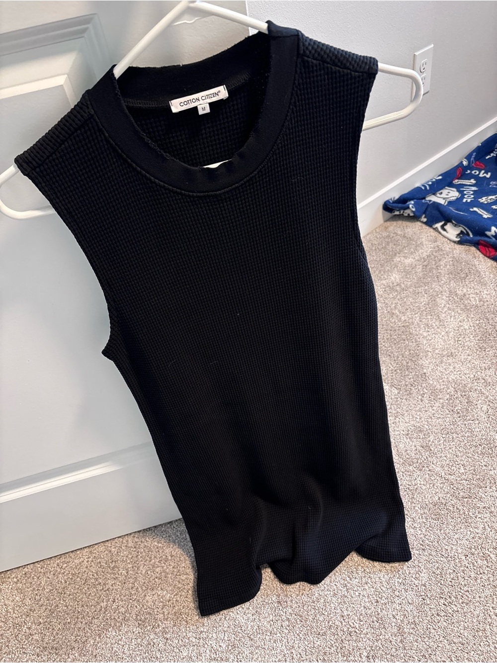 Cotton Citizen Black Ribbed Crewneck Tank Dress Medium